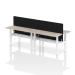 Air Back-to-Back 1400 x 600mm Height Adjustable 4 Person Bench Desk Grey Oak Top with Cable Ports White Frame with Black Straight Screen HA01901