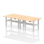 Air Back-to-Back 1400 x 600mm Height Adjustable 4 Person Bench Desk Maple Top with Cable Ports Silver Frame HA01904