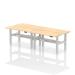 Air Back-to-Back 1400 x 600mm Height Adjustable 4 Person Bench Desk Maple Top with Cable Ports Silver Frame HA01904