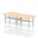 Air Back-to-Back 1400 x 600mm Height Adjustable 4 Person Office Bench Desk Maple Top with Cable Ports Silver Frame HA01904