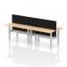 Air Back-to-Back 1400 x 600mm Height Adjustable 4 Person Office Bench Desk Maple Top with Cable Ports Silver Frame with Black Straight Screen HA01905