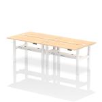 Air Back-to-Back 1400 x 600mm Height Adjustable 4 Person Bench Desk Maple Top with Cable Ports White Frame HA01906