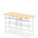 Air Back-to-Back 1400 x 600mm Height Adjustable 4 Person Bench Desk Maple Top with Cable Ports White Frame HA01906