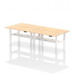 Air Back-to-Back 1400 x 600mm Height Adjustable 4 Person Office Bench Desk Maple Top with Cable Ports White Frame HA01906