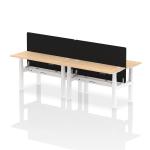 Air Back-to-Back 1400 x 600mm Height Adjustable 4 Person Bench Desk Maple Top with Cable Ports White Frame with Black Straight Screen HA01907