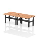Air Back-to-Back 1400 x 600mm Height Adjustable 4 Person Bench Desk Oak Top with Cable Ports Black Frame HA01908