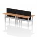 Air Back-to-Back 1400 x 600mm Height Adjustable 4 Person Office Bench Desk Oak Top with Cable Ports Silver Frame with Black Straight Screen HA01911