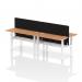 Air Back-to-Back 1400 x 600mm Height Adjustable 4 Person Office Bench Desk Oak Top with Cable Ports White Frame with Black Straight Screen HA01913