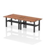 Air Back-to-Back 1400 x 600mm Height Adjustable 4 Person Bench Desk Walnut Top with Cable Ports Black Frame HA01914