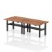 Air Back-to-Back 1400 x 600mm Height Adjustable 4 Person Bench Desk Walnut Top with Cable Ports Black Frame HA01914