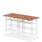 Air Back-to-Back 1400 x 600mm Height Adjustable 4 Person Bench Desk Walnut Top with Cable Ports White Frame HA01918