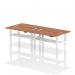 Air Back-to-Back 1400 x 600mm Height Adjustable 4 Person Office Bench Desk Walnut Top with Cable Ports White Frame HA01918