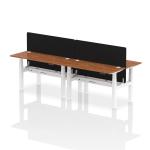 Air Back-to-Back 1400 x 600mm Height Adjustable 4 Person Bench Desk Walnut Top with Cable Ports White Frame with Black Straight Screen HA01919