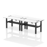 Air Back-to-Back 1400 x 600mm Height Adjustable 4 Person Bench Desk White Top with Cable Ports Black Frame HA01920