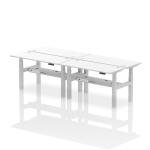 Air Back-to-Back 1400 x 600mm Height Adjustable 4 Person Bench Desk White Top with Cable Ports Silver Frame HA01922