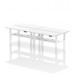 Air Back-to-Back 1400 x 600mm Height Adjustable 4 Person Office Bench Desk White Top with Cable Ports White Frame HA01924