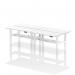 Air Back-to-Back 1400 x 600mm Height Adjustable 4 Person Office Bench Desk White Top with Cable Ports White Frame HA01924