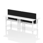 Air Back-to-Back 1400 x 600mm Height Adjustable 4 Person Bench Desk White Top with Cable Ports White Frame with Black Straight Screen HA01925