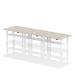 Air Back-to-Back 1400 x 600mm Height Adjustable 6 Person Bench Desk Grey Oak Top with Cable Ports White Frame HA01936