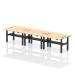Air Back-to-Back 1400 x 600mm Height Adjustable 6 Person Bench Desk Maple Top with Cable Ports Black Frame HA01938