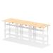 Air Back-to-Back 1400 x 600mm Height Adjustable 6 Person Bench Desk Maple Top with Cable Ports White Frame HA01942