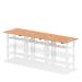 Air Back-to-Back 1400 x 600mm Height Adjustable 6 Person Bench Desk Oak Top with Cable Ports White Frame HA01948