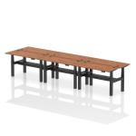 Air Back-to-Back 1400 x 600mm Height Adjustable 6 Person Bench Desk Walnut Top with Cable Ports Black Frame HA01950