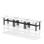 Air Back-to-Back 1400 x 600mm Height Adjustable 6 Person Bench Desk White Top with Cable Ports Black Frame HA01956