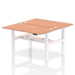 Air Back-to-Back 1400 x 800mm Height Adjustable 2 Person Bench Desk Beech Top with Cable Ports White Frame HA01966
