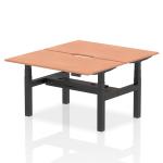 Air Back-to-Back 1400 x 800mm Height Adjustable 2 Person Bench Desk Beech Top with Scalloped Edge Black Frame HA01968