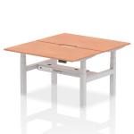 Air Back-to-Back 1400 x 800mm Height Adjustable 2 Person Bench Desk Beech Top with Scalloped Edge Silver Frame HA01970