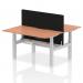 Air Back-to-Back 1400 x 800mm Height Adjustable 2 Person Office Bench Desk Beech Top with Scalloped Edge Silver Frame with Black Straight Screen HA01971