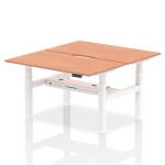 Air Back-to-Back 1400 x 800mm Height Adjustable 2 Person Bench Desk Beech Top with Scalloped Edge White Frame HA01972