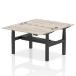 Air Back-to-Back 1400 x 800mm Height Adjustable 2 Person Bench Desk Grey Oak Top with Cable Ports Black Frame HA01974