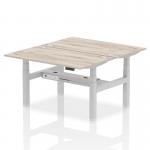 Air Back-to-Back 1400 x 800mm Height Adjustable 2 Person Bench Desk Grey Oak Top with Cable Ports Silver Frame HA01976