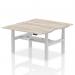 Air Back-to-Back 1400 x 800mm Height Adjustable 2 Person Bench Desk Grey Oak Top with Cable Ports Silver Frame HA01976