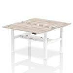 Air Back-to-Back 1400 x 800mm Height Adjustable 2 Person Bench Desk Grey Oak Top with Cable Ports White Frame HA01978