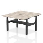Air Back-to-Back 1400 x 800mm Height Adjustable 2 Person Bench Desk Grey Oak Top with Scalloped Edge Black Frame HA01980