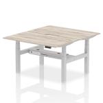 Air Back-to-Back 1400 x 800mm Height Adjustable 2 Person Bench Desk Grey Oak Top with Scalloped Edge Silver Frame HA01982