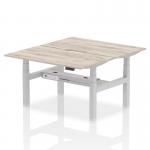 Air Back-to-Back 1400 x 800mm Height Adjustable 2 Person Bench Desk Grey Oak Top with Scalloped Edge Silver Frame HA01982