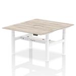 Air Back-to-Back 1400 x 800mm Height Adjustable 2 Person Bench Desk Grey Oak Top with Scalloped Edge White Frame HA01984