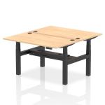 Air Back-to-Back 1400 x 800mm Height Adjustable 2 Person Bench Desk Maple Top with Cable Ports Black Frame HA01986