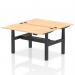 Air Back-to-Back 1400 x 800mm Height Adjustable 2 Person Office Bench Desk Maple Top with Cable Ports Black Frame HA01986