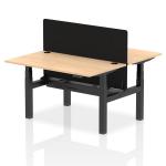 Air Back-to-Back 1400 x 800mm Height Adjustable 2 Person Bench Desk Maple Top with Cable Ports Black Frame with Black Straight Screen HA01987