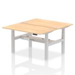 Air Back-to-Back 1400 x 800mm Height Adjustable 2 Person Bench Desk Maple Top with Cable Ports Silver Frame HA01988