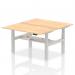 Air Back-to-Back 1400 x 800mm Height Adjustable 2 Person Office Bench Desk Maple Top with Cable Ports Silver Frame HA01988