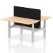 Air Back-to-Back 1400 x 800mm Height Adjustable 2 Person Bench Desk Maple Top with Cable Ports Silver Frame with Black Straight Screen HA01989