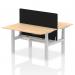 Air Back-to-Back 1400 x 800mm Height Adjustable 2 Person Office Bench Desk Maple Top with Cable Ports Silver Frame with Black Straight Screen HA01989