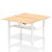 Air Back-to-Back 1400 x 800mm Height Adjustable 2 Person Bench Desk Maple Top with Cable Ports White Frame HA01990