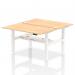 Air Back-to-Back 1400 x 800mm Height Adjustable 2 Person Office Bench Desk Maple Top with Cable Ports White Frame HA01990